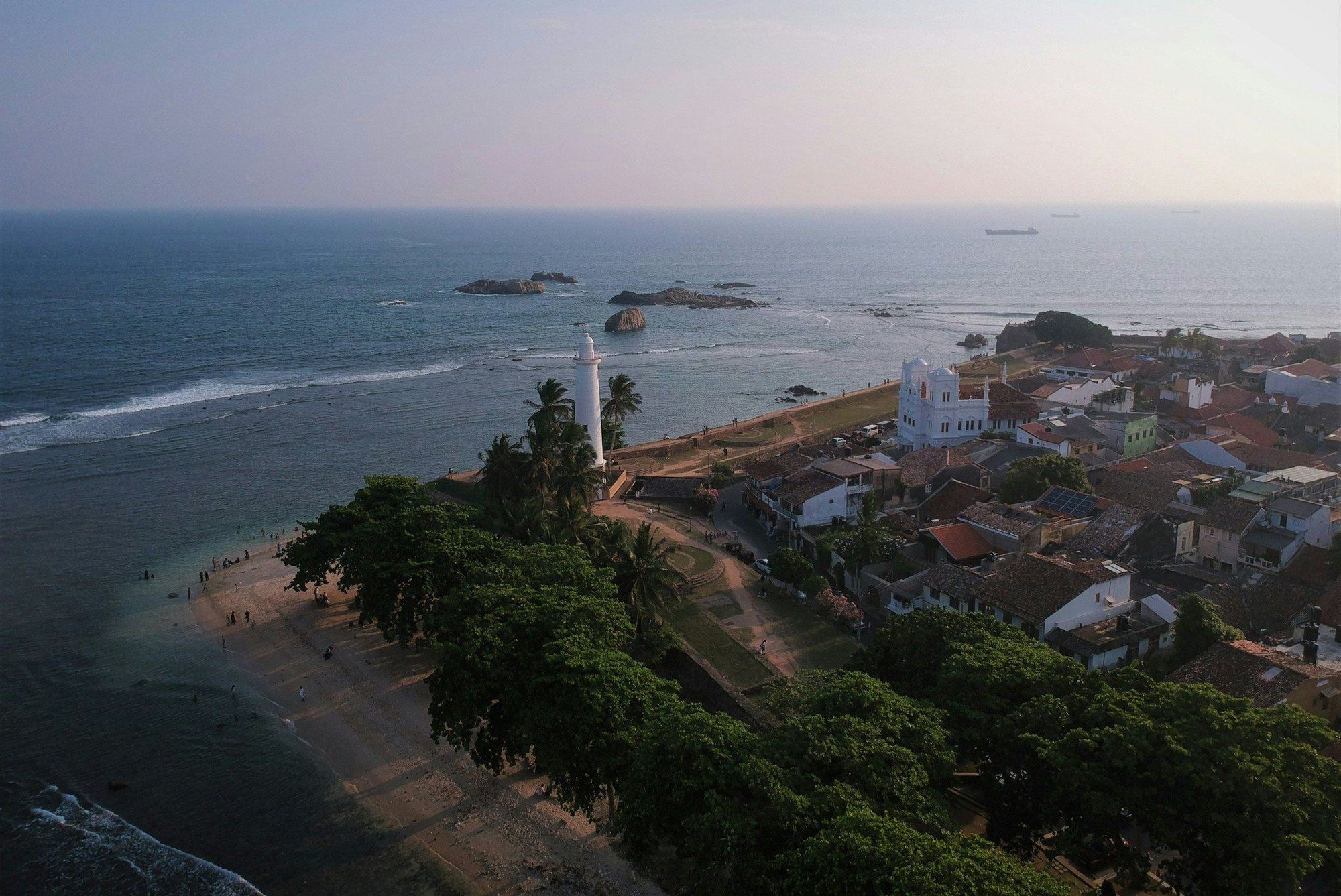 Aerial view of Galle Fort beside the sea