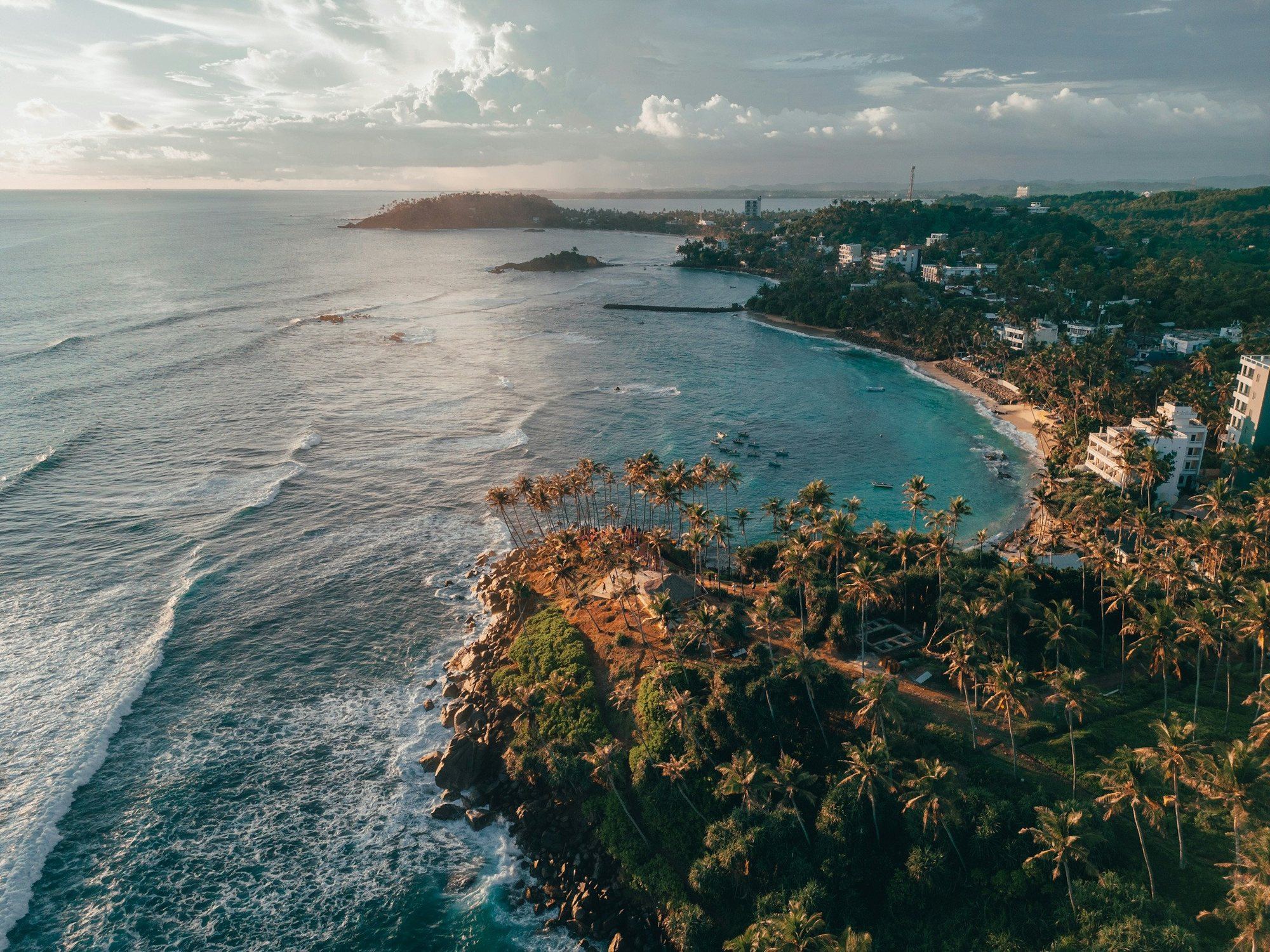 Aerial view of the beach at Mirissa