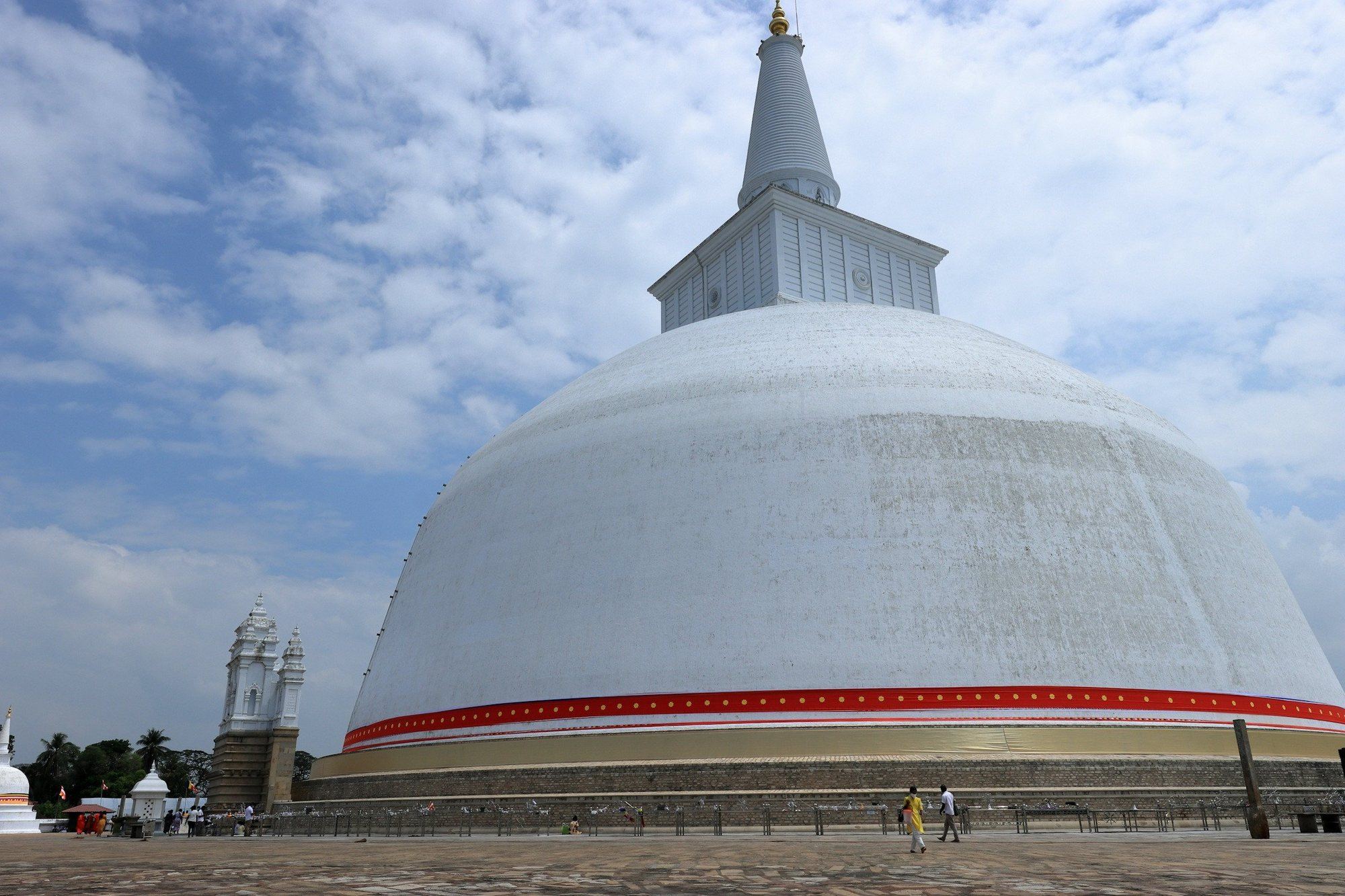 The white dome of the Ruwanwelisaya stupa in Anuradhapura