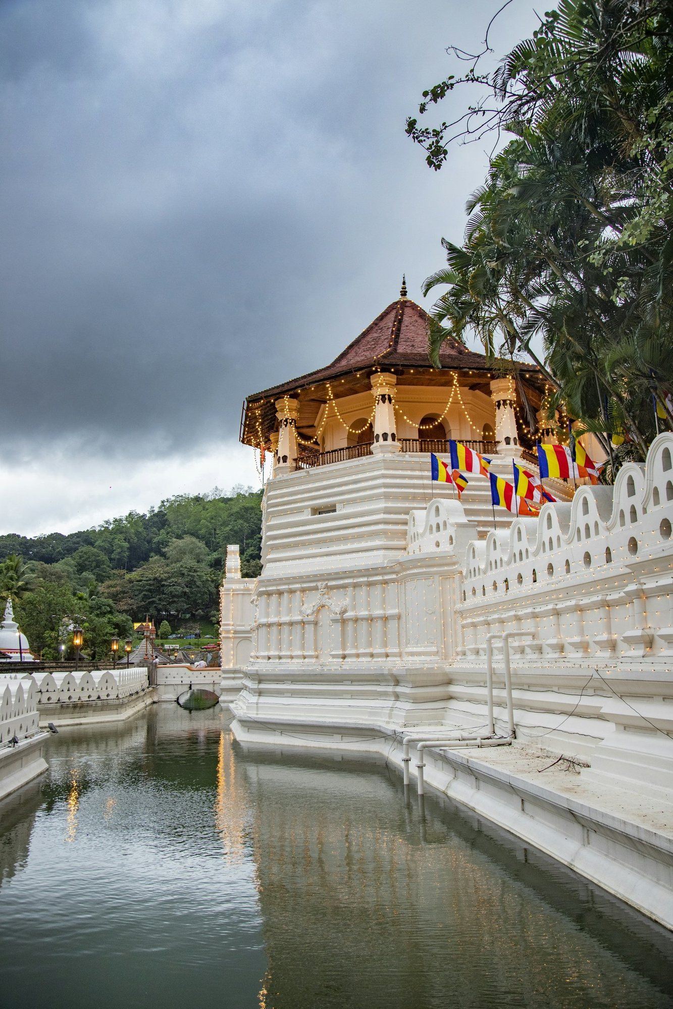 Temple of the Tooth, Kandy, with a bridge over water